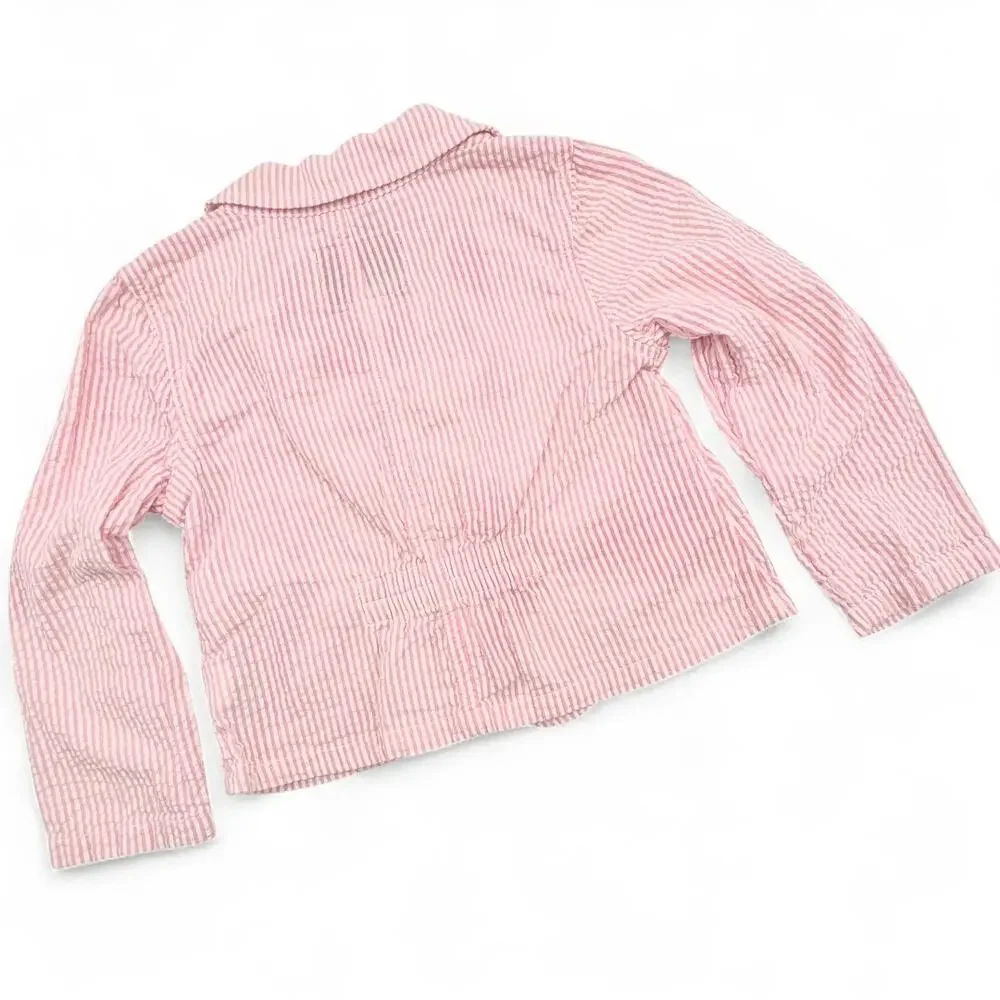 Vintage Old Navy Toddler Seersucker Blazer Stripe Preppy Y2K Pink 3T CountryClub
